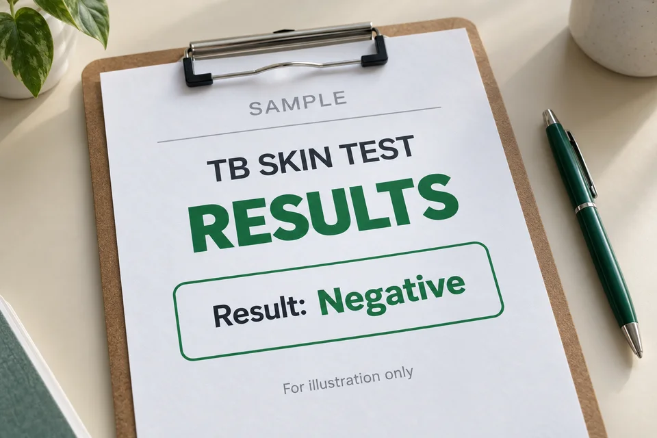 Sample TB skin test results document, for illustration only